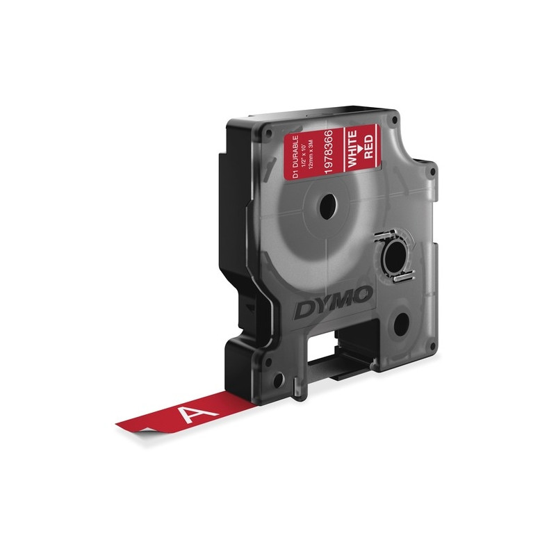 Étiquette d'identification Dymo - 12,70 mm Largeur - Blanc, Rouge
