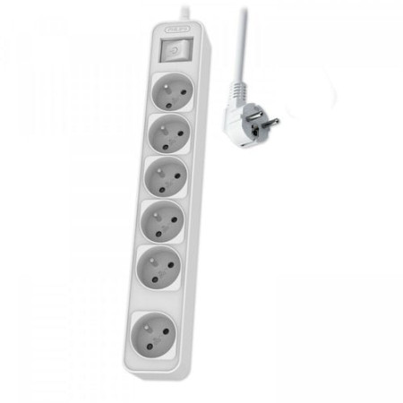 Philips - Extension cord with switch, 6 sockets - 3m White