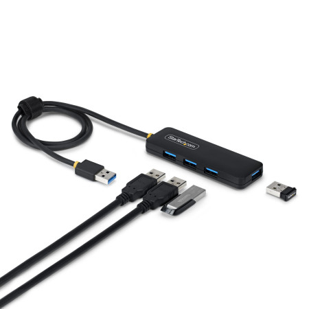 StarTech.com Hub USB-A à 4 Ports, 5 Gbps, Alimenté par Bus, Mini-Hub USB-A vers 4x USB-A, Câble Hôte Extra Long de 61 cm,