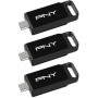 PNY Elite Flash Drive - 128GB - USB 3.2 - 3 Pieces