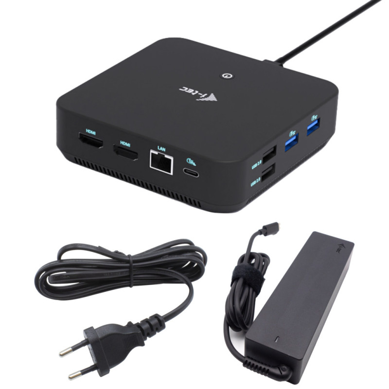 i-tec USB-C DP Dual HDMI Docking Station with Power Delivery 100 W + Universal Charger 100W Wired USB 3.2 Gen 2 (3.1 Gen 2)