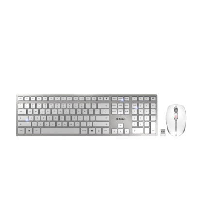 CHERRY DW 9100 SLIM keyboard Mouse included Universal RF Wireless + Bluetooth QWERTY US English Silver