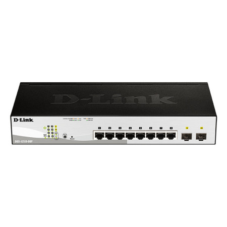 D-Link DGS-1210-08P Géré L2 Gigabit Ethernet (10/100/1000) Connexion Ethernet, supportant l'alimentation via ce port (PoE) Noir