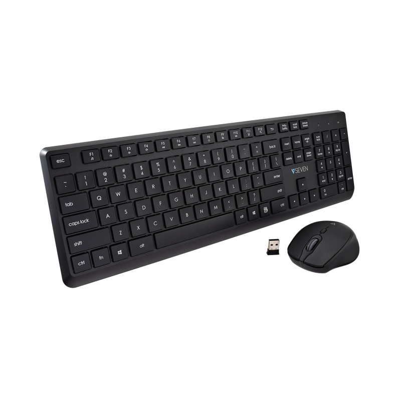 V7 CKW350US keyboard Mouse included Universal RF Wireless QWERTY US English Black