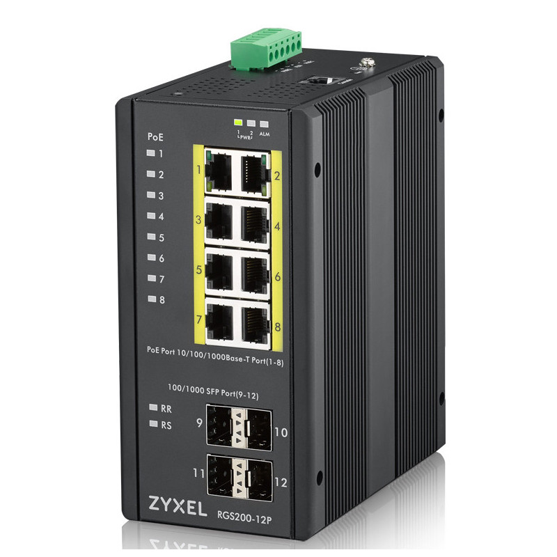 Zyxel RGS200-12P Managed L2 Gigabit Ethernet (10/100/1000) Power over Ethernet (PoE) Black