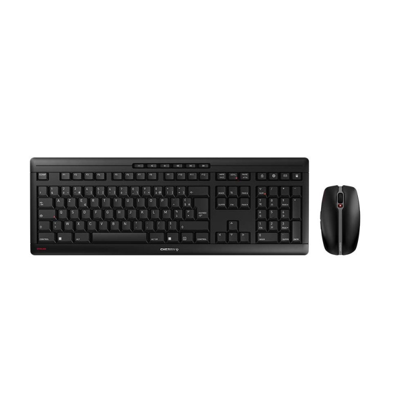 CHERRY Stream Desktop keyboard Mouse included Office RF Wireless AZERTY French Black