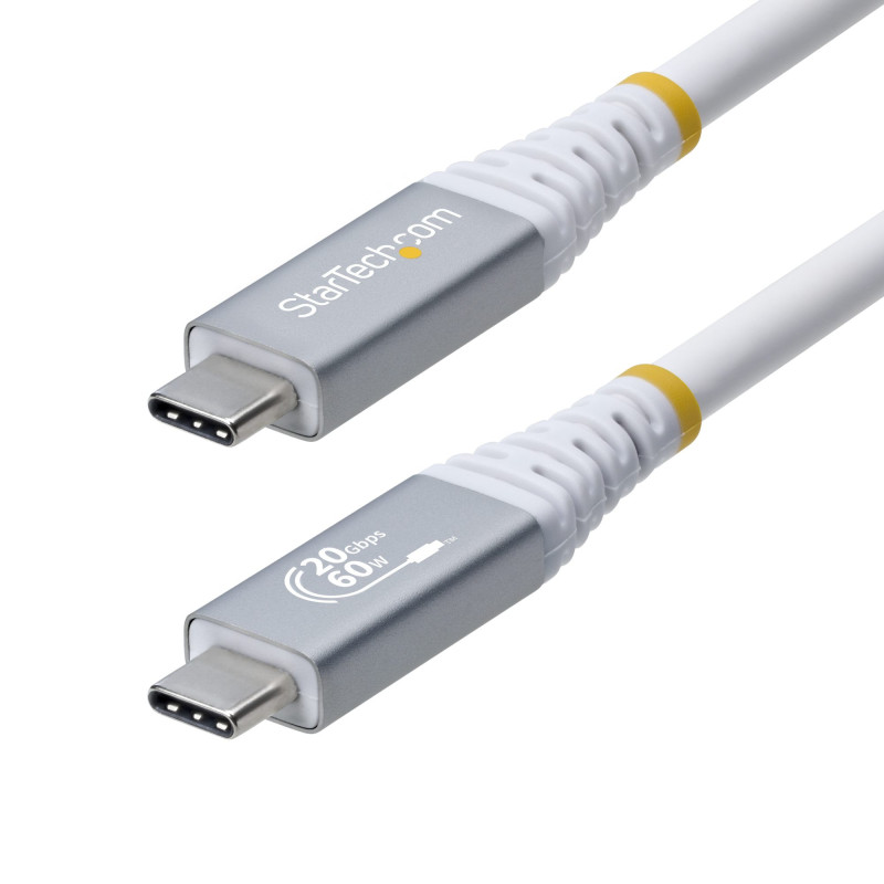 StarTech.com Câble USB4 de 3 m, 20 Gbit/s, Câble USB-C Certifié USB-IF, 60 W PD, 4K 120 Hz DP 1.4, Gaine en TPE, Cordon USB-C