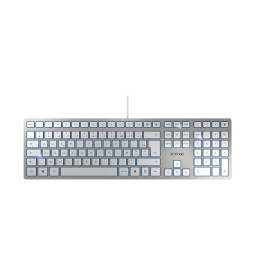 CHERRY KC 6000 Slim keyboard Universal USB AZERTY French Silver, White