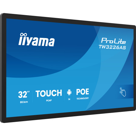 iiyama TW3226AS-B3P signage display Interactive flat panel 31.5" LED Wi-Fi 500 cd/m² Full HD Black Touchscreen Built-in