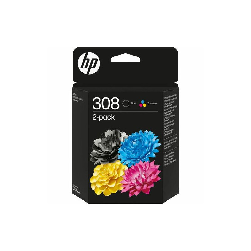 HP 308 2-Pack Black/Tri-color Original Ink Cartridge Combo