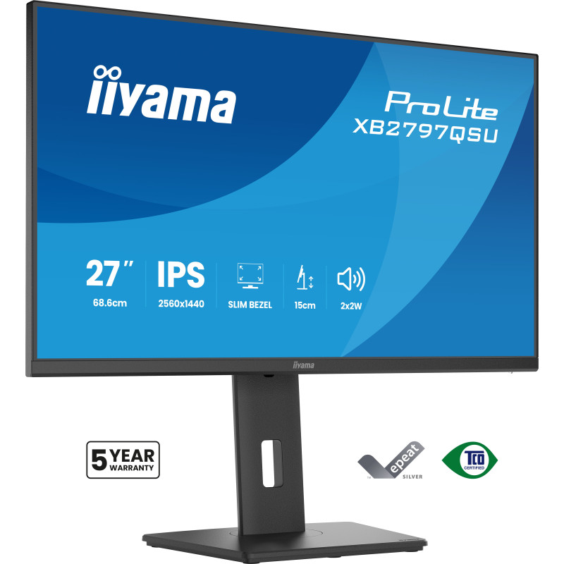 iiyama ProLite XB2797QSU-B1 écran plat de PC 68,6 cm (27") 2560 x 1440 pixels Quad HD LED Noir