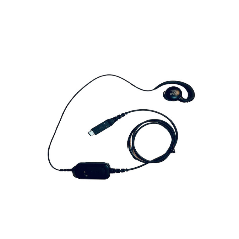 Zebra USB-C Wired Headset for PTT + VoIP w/ rotating ear piece for right/left ear wearing. Includes built Casque Avec fil