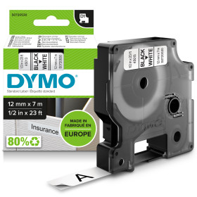 DYMO ® Authentic D1 Labels | Black Print on White Tape | 12 mm x 7 m | Self-Adhesive Labels for LabelManager Label Makers |