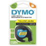 DYMO LetraTag Étiquettes en plastique Authentique | 12 mm x 4 m | impression en noir sur fond jaune | Étiquettes autocollantes