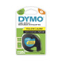 DYMO LetraTag Étiquettes en plastique Authentique | 12 mm x 4 m | impression en noir sur fond jaune | Étiquettes autocollantes
