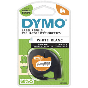 DYMO LetraTag Étiquettes Autocollantes pour Vêtements Authentique | 12 mm x 2 m | impression en noir sur fond blanc |