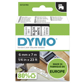 DYMO D1 étiquettes autocollantes authentiques | impression en noir sur fond blanc | 6 mm x 7 m | pour étiqueteuses LabelManager