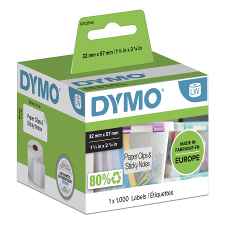 DYMO LW étiquettes autocollantes authentiques polyvalentes | 57 mm x 32 mm | rouleau de 1 000 étiquettes faciles à décoller |