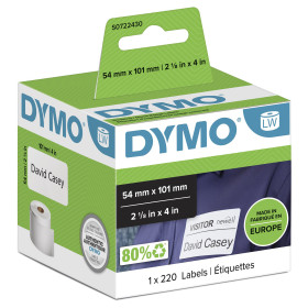 DYMO ® Authentic LabelWriter™ Large Shipping Labels/Name Badges | 54 mm x 101 mm | Self-Adhesive | Roll of 220 Easy-Peel Labels