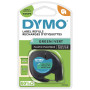 DYMO ® LetraTag Plastic Labels | Authentic | 12 mm x 4 m Roll | Black Print on Green Labels | Self-Adhesive Multipurpose Labels