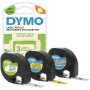 DYMO LetraTag Étiquettes Starter Set | 12 mm x 4 m (3 cassettes) | impression noir sur jaune/argent/blancpapier/plastique/métal