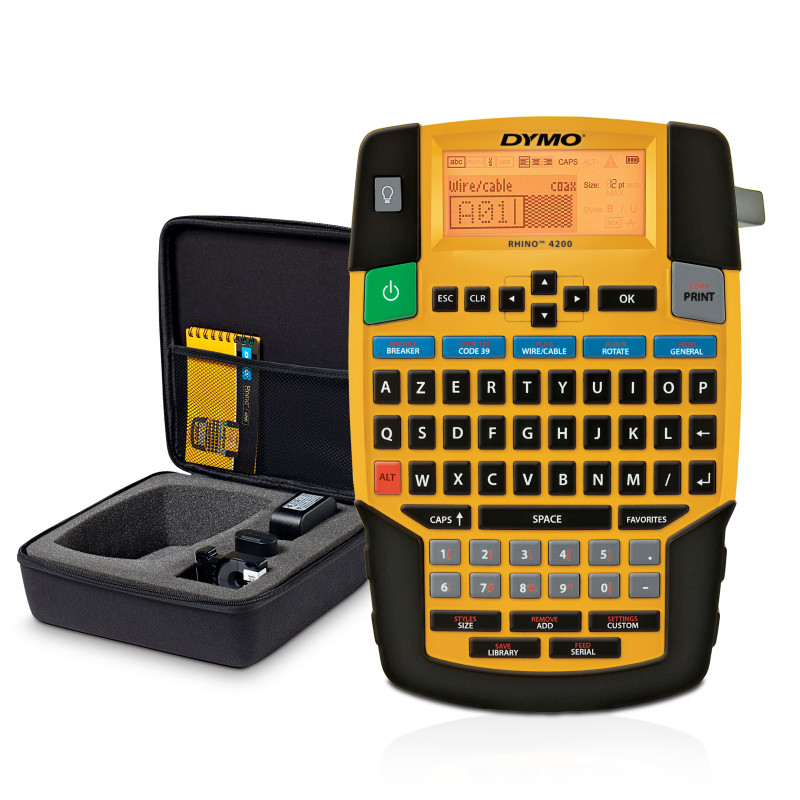 DYMO RHINO ® 4200 Industrial Label Maker Kit Case | AZERTY Keyboard & Time-Saving Hot Keys | Durable Label Printer for Job