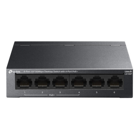 TP-Link LS106P network switch Unmanaged L2 Fast Ethernet (10/100) Power over Ethernet (PoE) Desktop Black