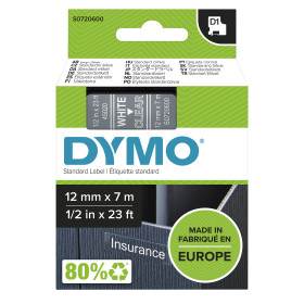 DYMO ® Authentic D1 Labels | White Print on Clear Tape | 12 mm x 7 m | Self-Adhesive Labels for LabelManager Label Makers |