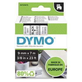 DYMO D1 étiquettes autocollantes authentiques | impression en noir sur fond clair | 9 mm x 7 m | pour étiqueteuses LabelManager