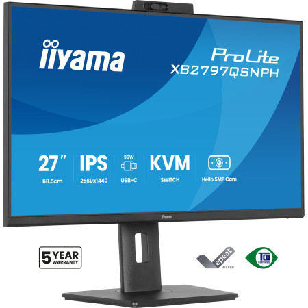 iiyama ProLite XB2797QSNPH-B1 27IN IPS LCD 4MS 2560X1440 350CD/M2 HDMI/DP/USB 2 écran plat de PC 68,6 cm (27") 2560 x 1440