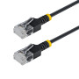 StarTech.com Câble Ethernet CAT6a Ultrafin Noir de 15cm, Sans Accroc, FTP, Fil de Cuivre Nu Pur, Cordon Patch Réseau RJ45 fin