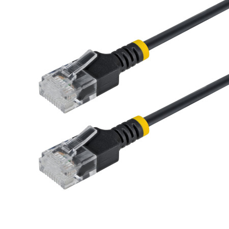 StarTech.com Câble Ethernet CAT6a Ultrafin Noir de 15cm, Sans Accroc, FTP, Fil de Cuivre Nu Pur, Cordon Patch Réseau RJ45 fin