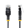 StarTech.com Câble Ethernet CAT6a Ultrafin Noir de 15cm, Sans Accroc, FTP, Fil de Cuivre Nu Pur, Cordon Patch Réseau RJ45 fin