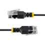 StarTech.com Câble Ethernet CAT6a Ultrafin Noir de 15cm, Sans Accroc, FTP, Fil de Cuivre Nu Pur, Cordon Patch Réseau RJ45 fin