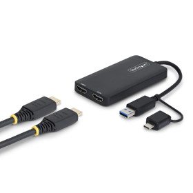 StarTech.com Adaptateur USB vers Double HDMI, USB A/C vers 2 Écrans HDMI (1x 4K30Hz, 1x 1080p), Câble de 11 cm, Adaptateur USB
