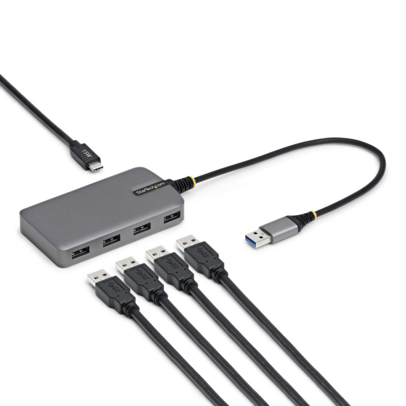 StarTech.com Hub USB-A 4 Ports, 5 Gbps, Alimenté par Bus, Hub USB-A vers 4 Ports USB-A avec Entrée d'Alimentation Auxiliaire