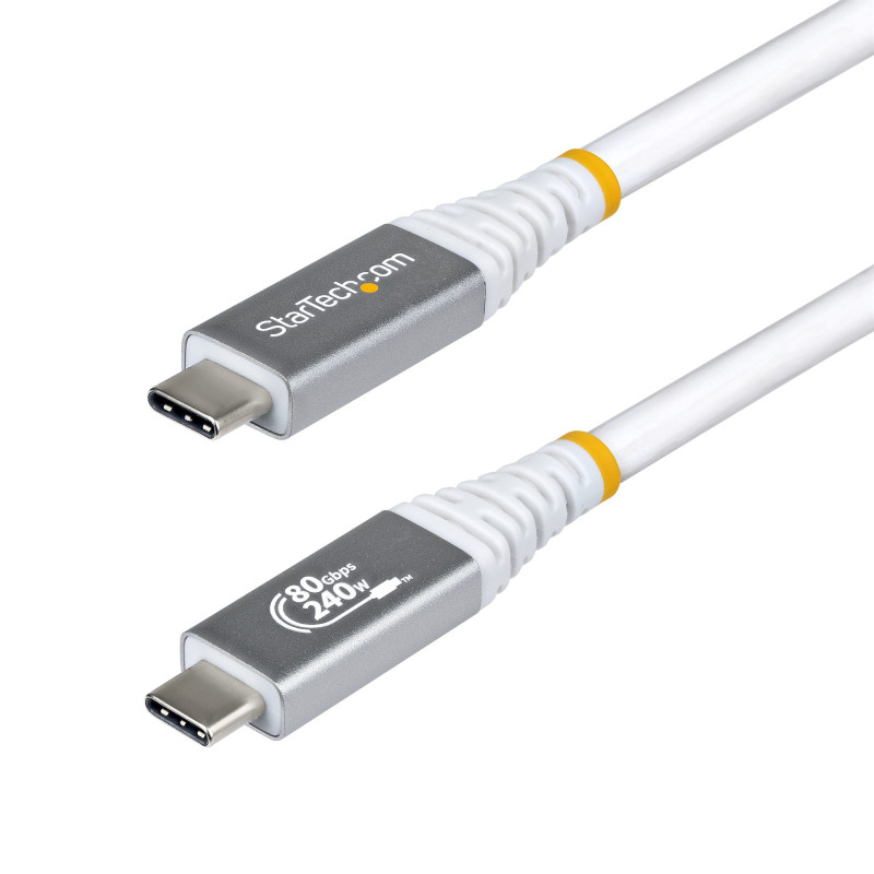 StarTech.com Câble USB4 de 1,5m, 80 Gbit/s, Câble USB-C Certifié USB-IF, 240 W PD, 8K 120 Hz/4K 240 Hz DP2.1 DP80, Gaine en