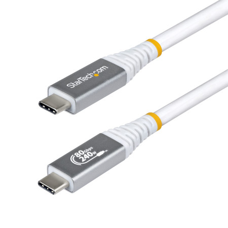 StarTech.com Câble USB4 de 1,5m, 80 Gbit/s, Câble USB-C Certifié USB-IF, 240 W PD, 8K 120 Hz/4K 240 Hz DP2.1 DP80, Gaine en