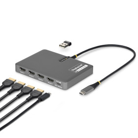 StarTech.com QUAD-USB-HDMI-ADAPT laptop dock/port replicator Wired USB 3.2 Gen 1 (3.1 Gen 1) Type-C Gray