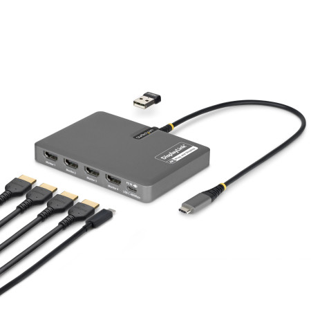StarTech.com QUAD-USB-HDMI-ADAPT laptop dock/port replicator Wired USB 3.2 Gen 1 (3.1 Gen 1) Type-C Gray