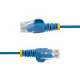 StarTech.com Câble Ethernet CAT6 Bleu Fin de 25cm, Sans Accroc, 100W PoE, UTP, LSZH, Fil de Cuivre Pur 28AWG, Cordon Patch