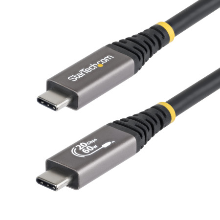 StarTech.com Câble USB4 de 3 m, 20 Gbit/s, Câble USB-C Certifié USB-IF, 60 W PD, 4K 120 Hz DP 2.1, Gaine en TPE, Cordon USB-C