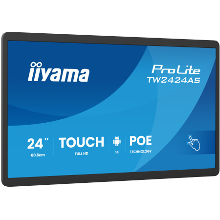 iiyama TW2424AS-B3P signage display Interactive flat panel 23.8" Wi-Fi 450 cd/m² Full HD Black Touchscreen Built-in processor