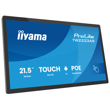 iiyama TW2223AS-B3P signage display Interactive flat panel 21.5" Wi-Fi 450 cd/m² Full HD Black Touchscreen Built-in processor