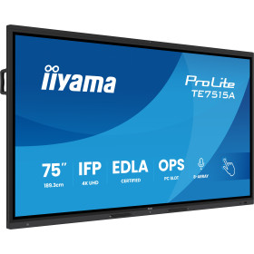 iiyama TE7515A-B2AG Écran d'affichage dynamique En forme de kiosk 190,5 cm (75") Wifi 550 cd/m² 4K Ultra HD Noir Écran tactile