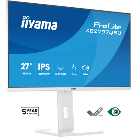 iiyama ProLite XB2797QSU-W1 écran plat de PC 68,6 cm (27") 2560 x 1440 pixels Quad HD LED Blanc