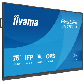 iiyama TN7505A-B1AG signage display Interactive flat panel 74.52" 500 cd/m² 4K Ultra HD Black Touchscreen