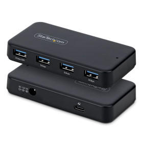 StarTech.com Hub USB-A à 4 Ports, 5 Gbps, Auto-Alimenté, Câble Hôte USB-C et USB-A 2 en 1, 1 Port de Chargement BC 1.2,