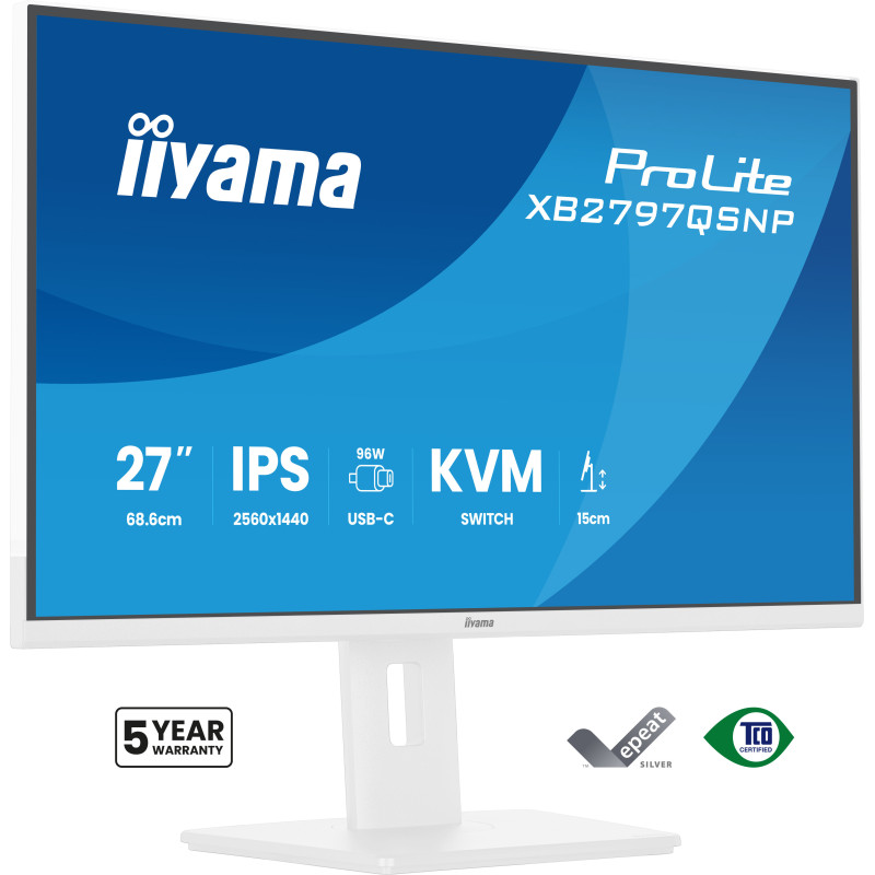iiyama ProLite XB2797QSNP-W1 computer monitor 27" 2560 x 1440 pixels Quad HD LCD White