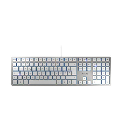 CHERRY KC 6000 Slim keyboard Universal USB AZERTY French Silver, White